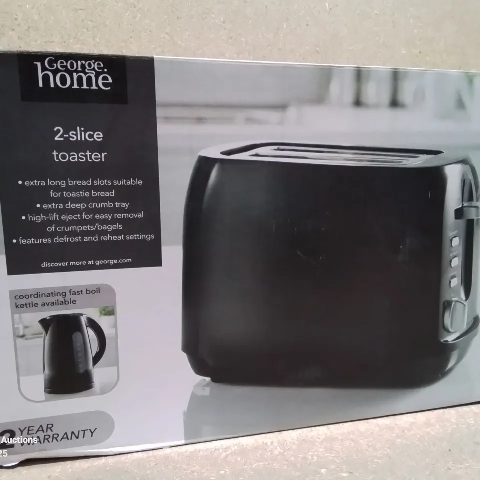 BOXED 2 SLICE BLACK TOASTER 