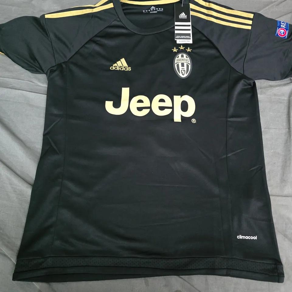 JUVENTUS FC ADIDAS BLACK JERSEY – POGBA 10, JEEP SPONSOR, CHAMPIONS LEAGUE PATCH
