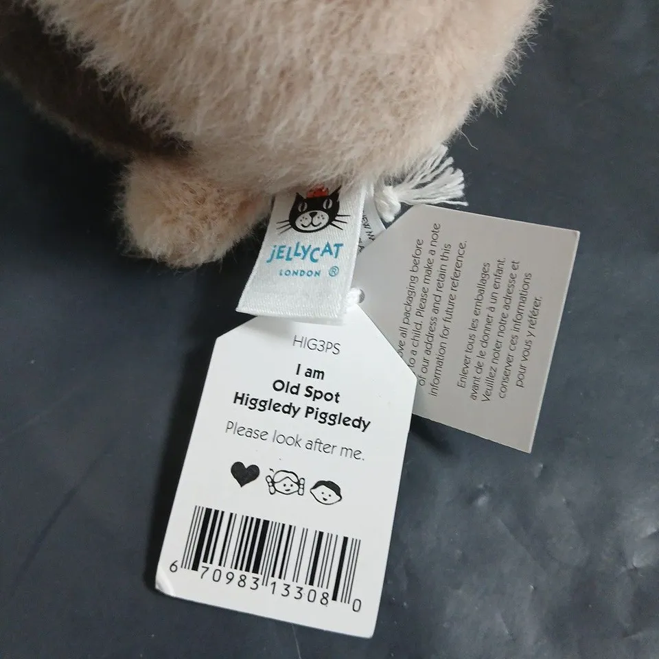 JELLYCAT OLD SPOT HIGGELDY PIGGELDY PLUSH TOY WITH TURQUOISE JELLYCAT LONDON BAG