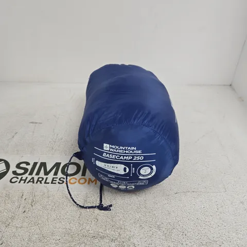 MOUNTAIN WAREHOUSE BASECAMP 250 SLEEPING BAG – BLUE, 5°C (41°F) WITH STUFF SACK