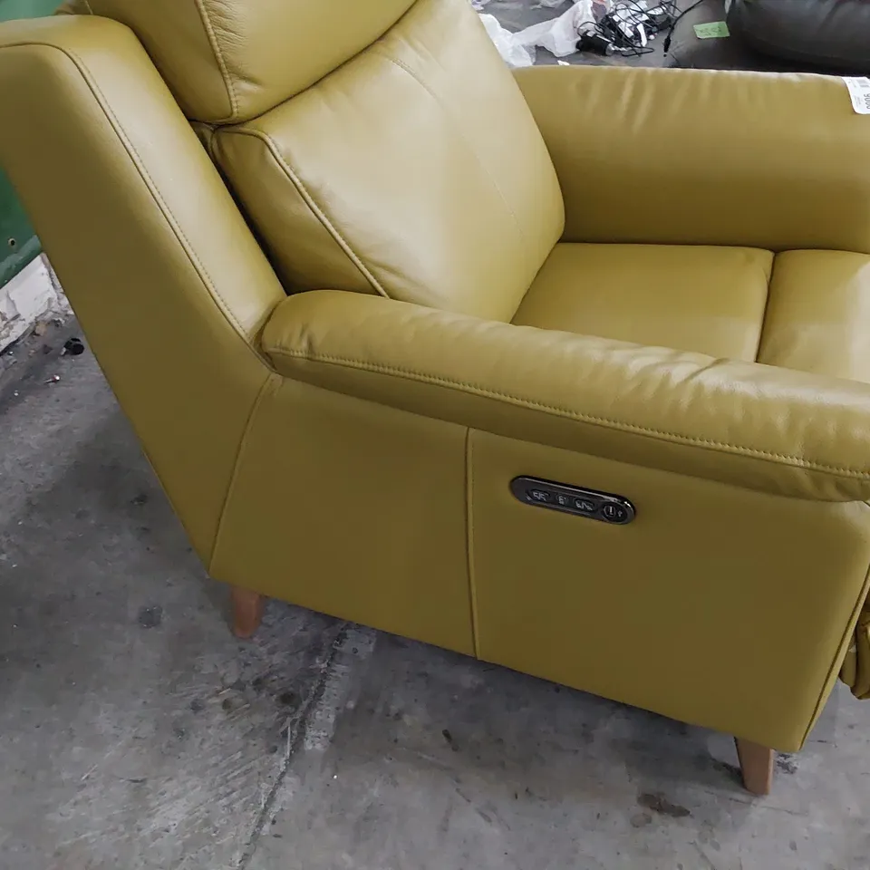 DESIGNER POWER RECLINING EASY CHAIR SAND LEATHER 