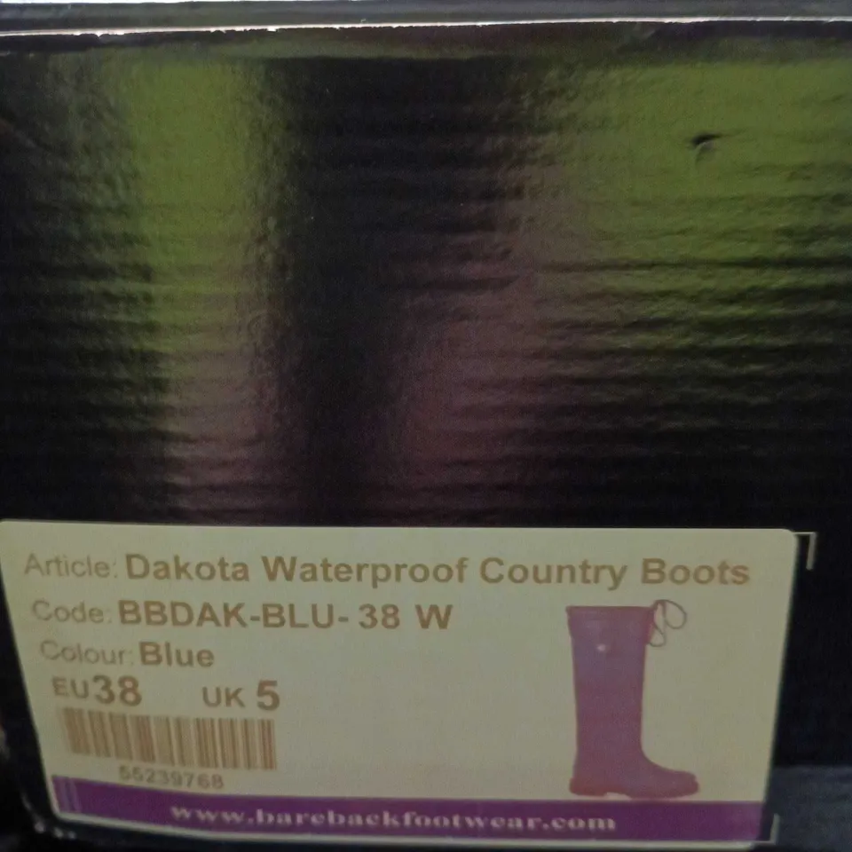 BAREBACK DAKOTA WATERPROOF COUNTRY BOOTS – BLUE, WOMEN'S UK5 (EU38)