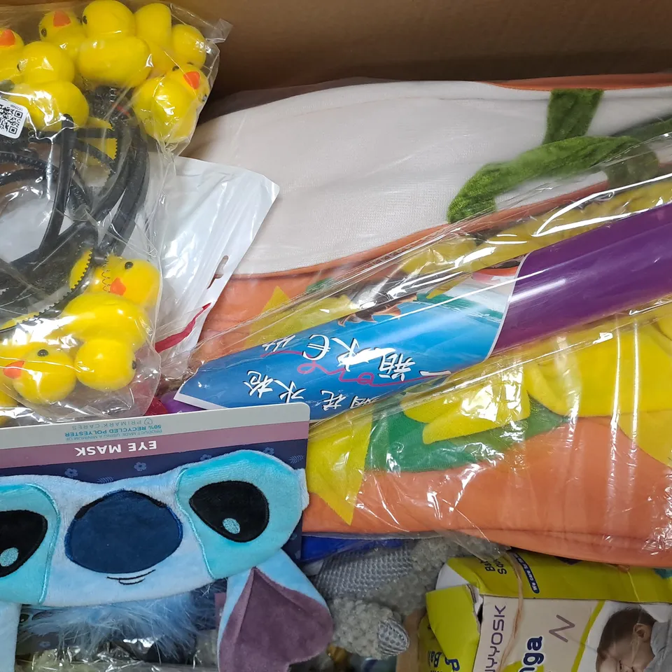 BOX OF APPROXIMATELY 20 ASSORTED TOYS AND GAMES TO INCLUDE CHAD VALLEY STACKING CUPS, PATCHWORK STUFFED TEDDY, ETC - COLLECTION ONLY