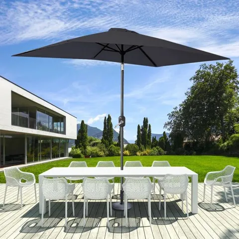 BOXED 2m X 3m RECTANGULAR TRADITIONAL PARASOL - CHAROAL GREY (1 BOX)