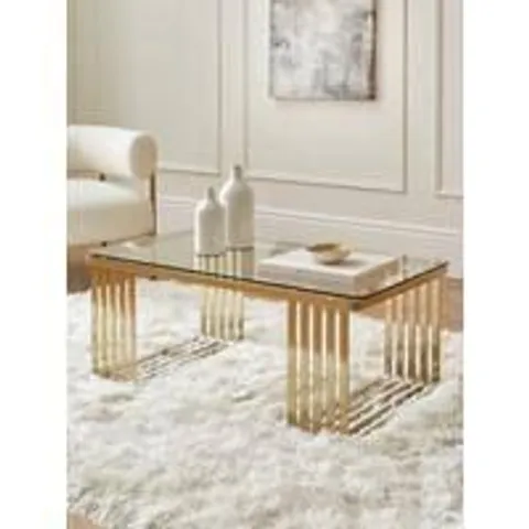 BOXED AXTON COFFEE TABLE IN BRASS (1 BOX)