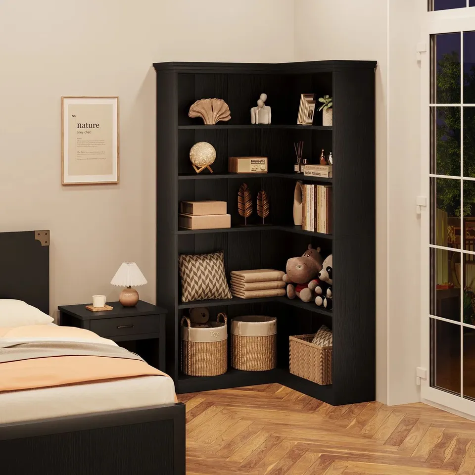 BOXED SAASKIA CORNER BOOKCASE (1 BOX)