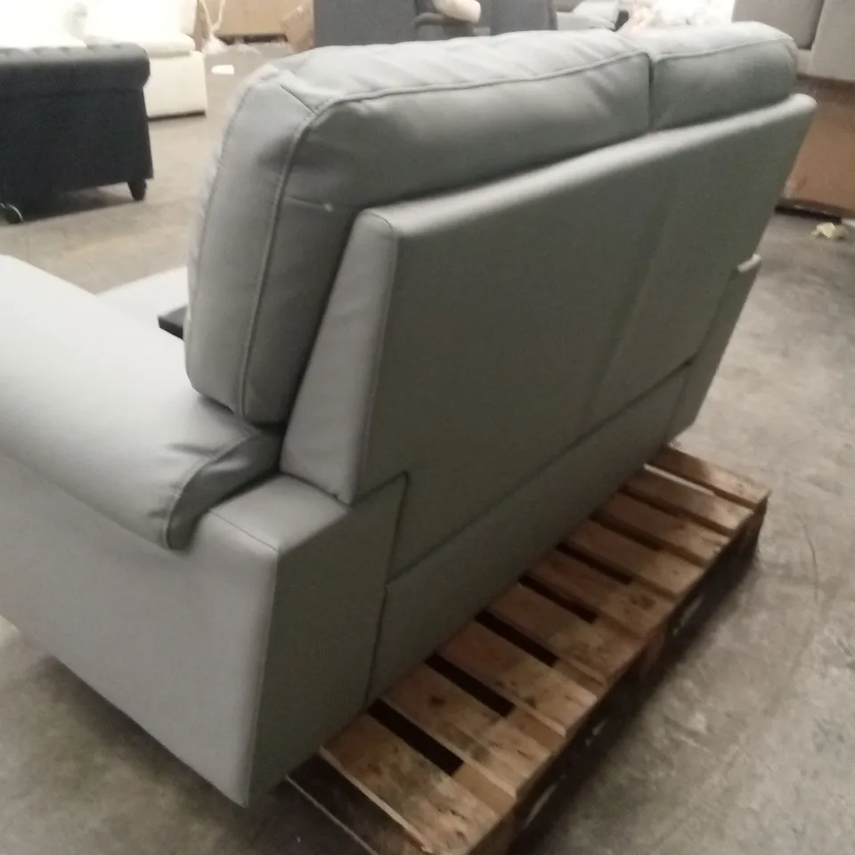 BROMLEY 2 SEATER SOFA, LIGHT GREY PREMIUM FAUX LEATHER