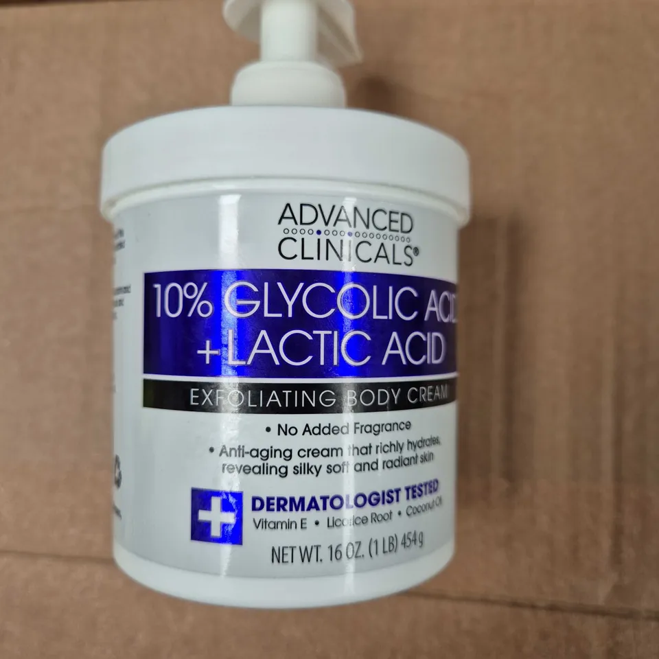 ADVANCED CLINICALS 10% GLYCOLIC ACID + LACTIC ACID EXFOLIATING BODY CREAM – 16 OZ (454 G)