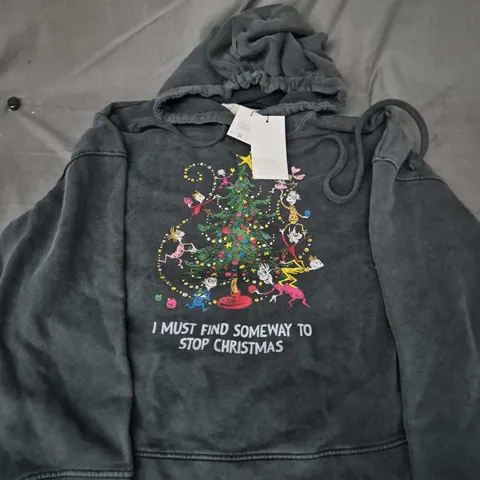 Zara Grinch Christmas Hoodie – Charcoal, Size M