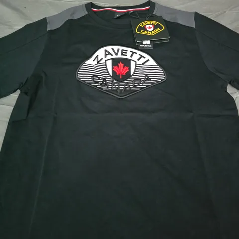 ZAVETTI CANADA BLACK T-SHIRT WITH CREST PATCH – KIDS - 14/15 YEARS