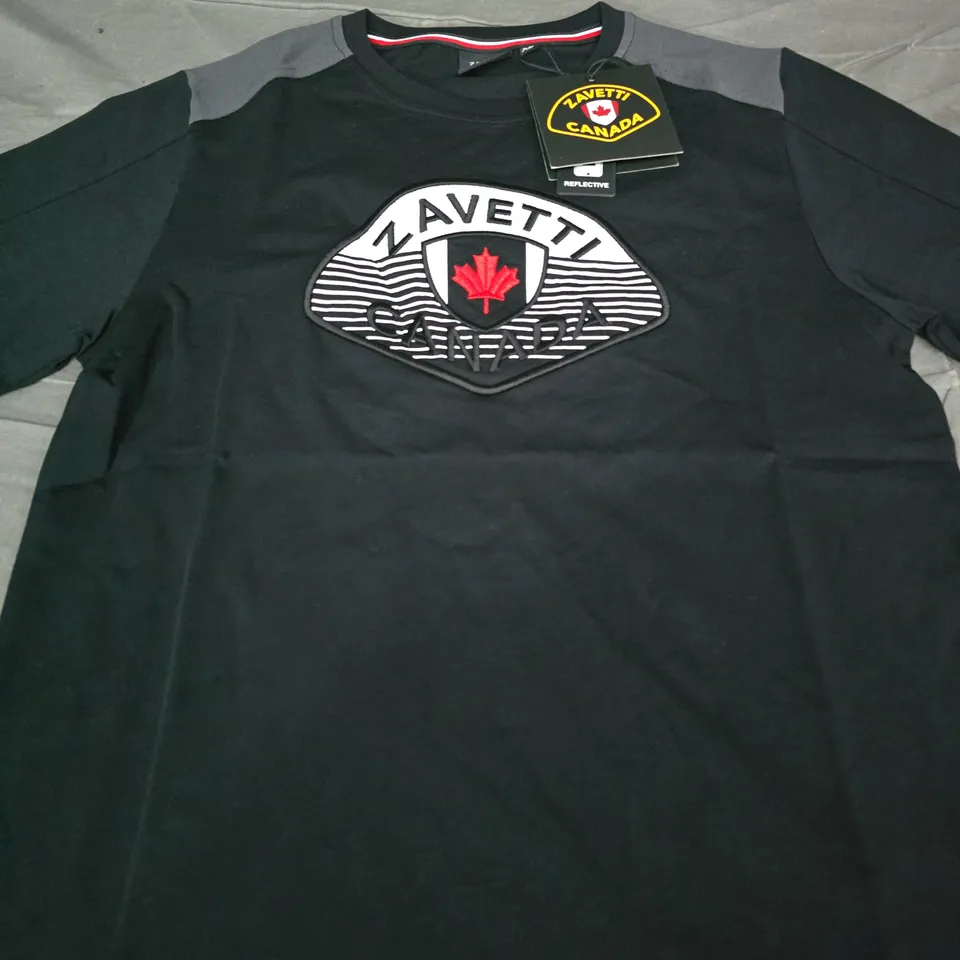 ZAVETTI CANADA BLACK T-SHIRT WITH CREST PATCH – KIDS - 14/15 YEARS