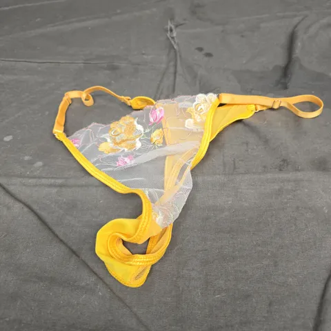 ELIA YELLOW FLORAL EMBROIDERED MESH BRIEFS