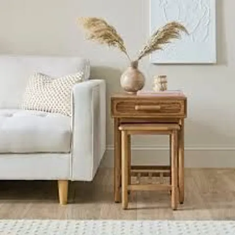BOXED KHARI NESTING SIDE TABLES, MANGO WOOD (1 BOX)