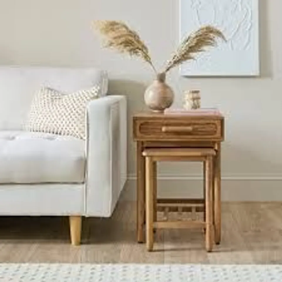 BOXED KHARI NESTING SIDE TABLES, MANGO WOOD (1 BOX)