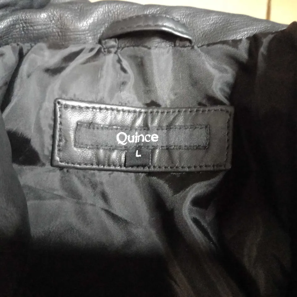 QUINCE SHEEP LEATHER BLACK BIKER JACKET - LARGE
