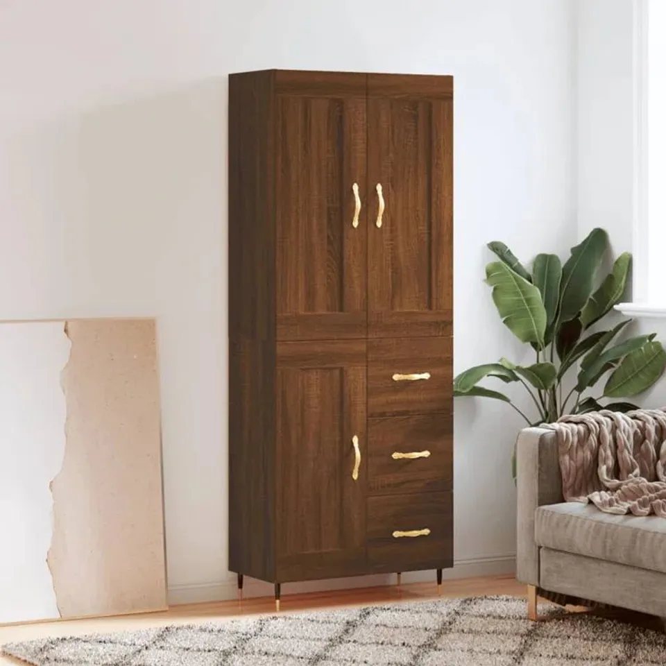 BOXED RAHJAN 3 DOOR MANUFACTURED WOOD WARDROBE - BROWN OAK (2 BOXES)