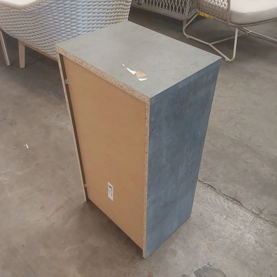 BEST CHEST STORAGE CABINET 2 DRAWERS 1 DOOR IN CONCRETE OPTIC DARK GREY/OLD - WOOD VINTAGE