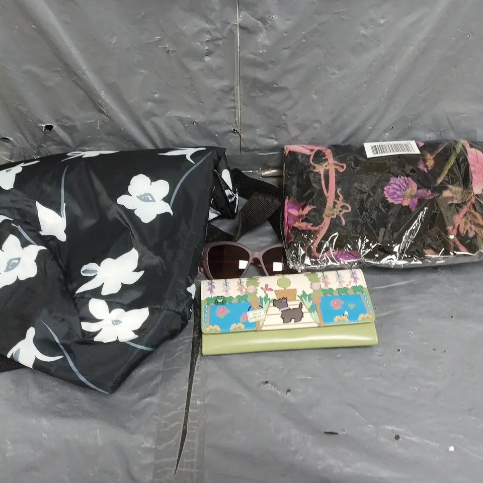 LARGE BOX OF APPOXIMTELY 10 ASSORTED ITEMS TO INCLUDE SUNGLASSES, PURSES AND CLOTHING