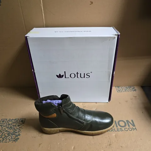 LOTUS DARK GREEN LEATHER ANKLE BOOT WITH ZIPPER β UK SIZE 7