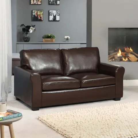BOXED ALEASIA VEGAN LEATHER SOFA -BLACK-