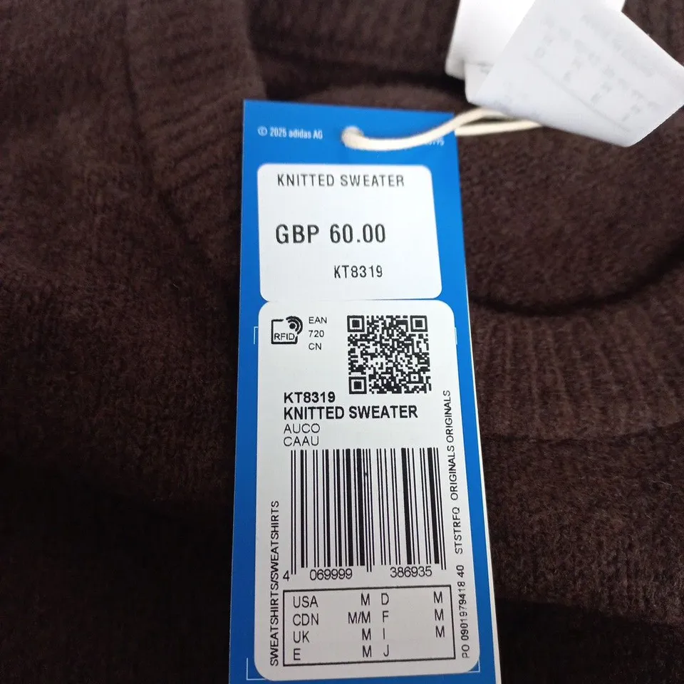 ADIDAS ORIGINALS KNITTED SWEATER – BROWN, UK 12-14
