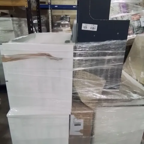 PALLET OF ASSORTED BAGHROOM FITTINGS, INCLUDING, UNDER BASIN DRAWER STORAGE UNITS, LED MIRROR,