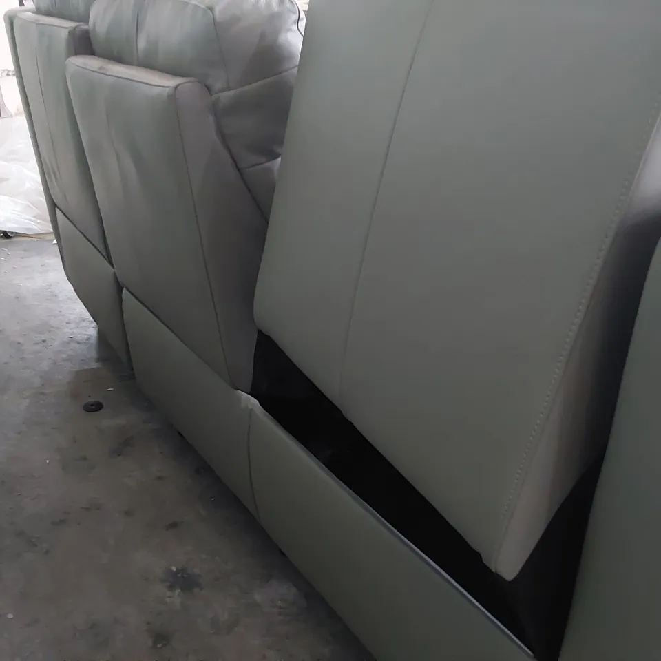 DESIGNER POWER RECLINING THREE SEATER SOFA GREY LEATHER 