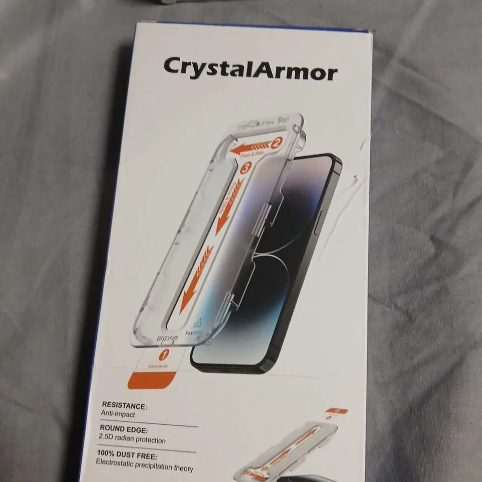 BOX OF ASSORTED PHONE ACCESSORIES INCLUDING WIRELESS TAG TRACKER (APPLE FIND MY COMPATIBLE) + CRYSTALARMOR & MINUTEONE SMARTPHONE PROTECTION BUNDLE
