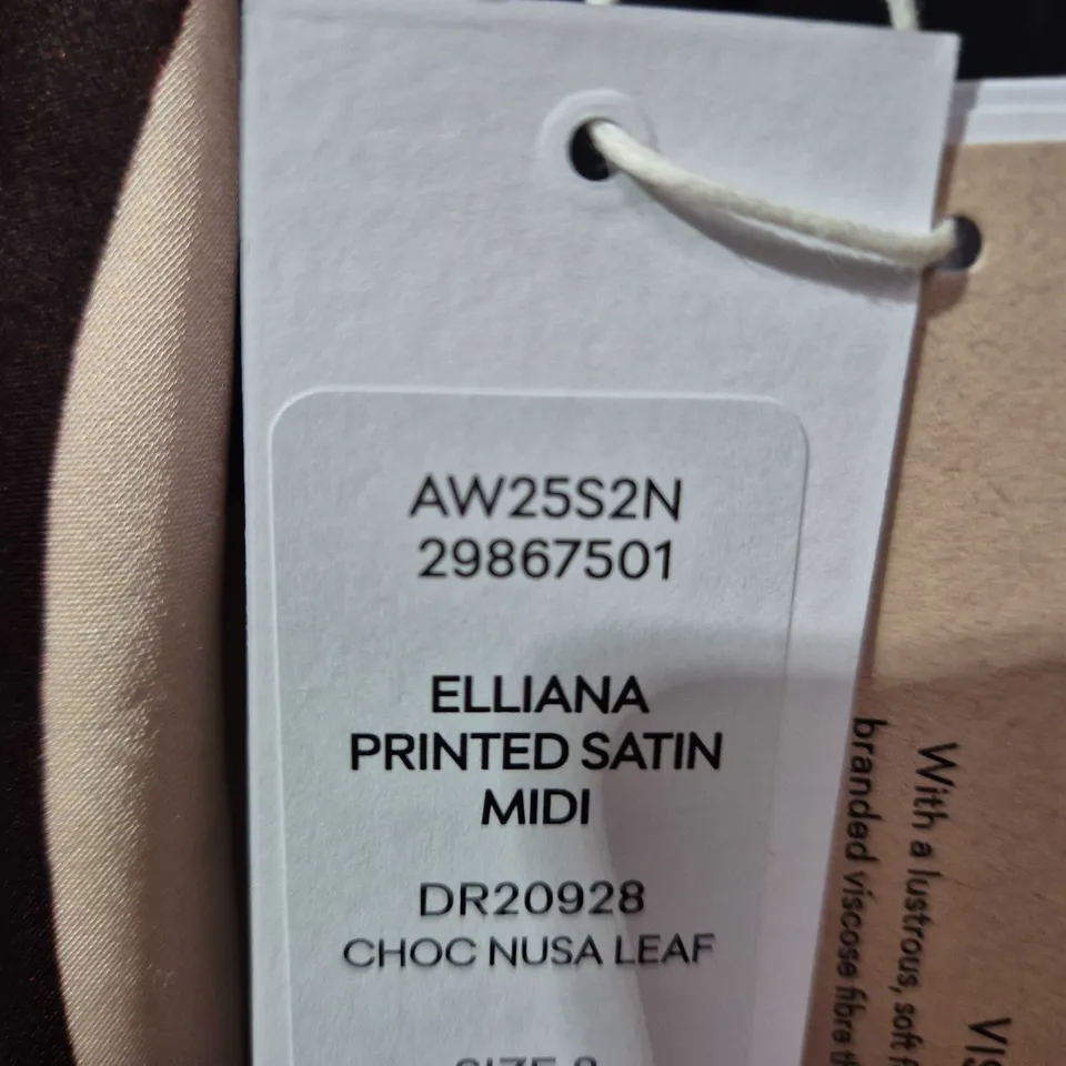 FOREVER NEW ELLIANA PRINTED SATIN MIDI DRESS – UK 8