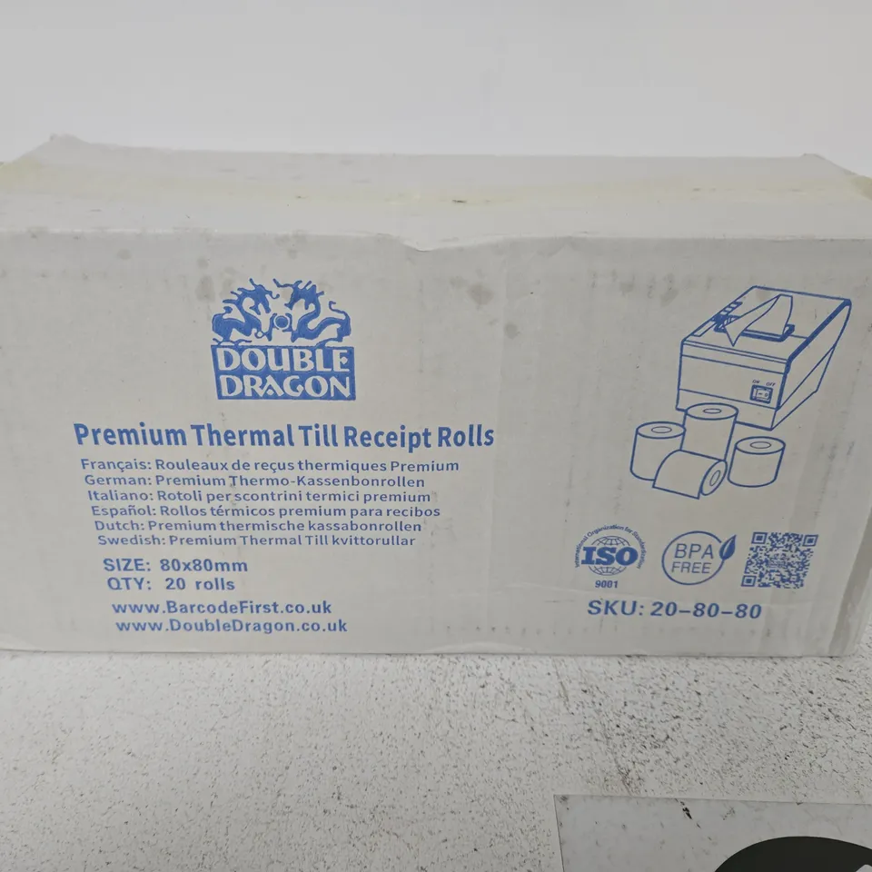 DOUBLE DRAGON PREMIUM THERMAL TILL RECEIPT ROLLS 80X80MM, BOX OF 20