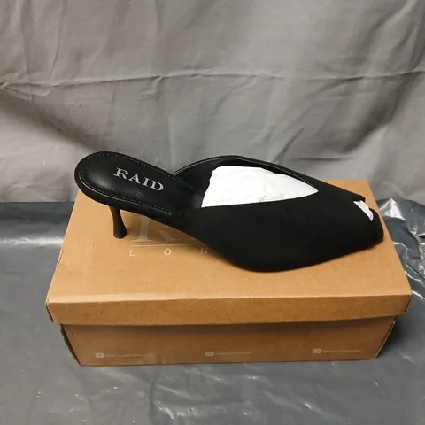 RAID LONDON BLACK SUEDE MULE HEEL – OPEN-TOE WOMEN'S SHOES UK SIZE 6