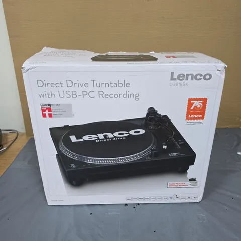 LENCO DIRECT DRIVE TURNTABLE WITH USB-PC RECORDING – MODEL L-3818BK (BOXED)