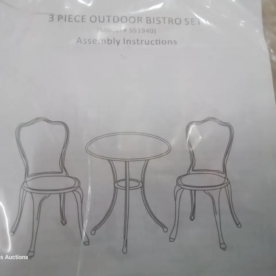 BOXED 3 PIECE OUTDOOR BISTRO SET WHITE