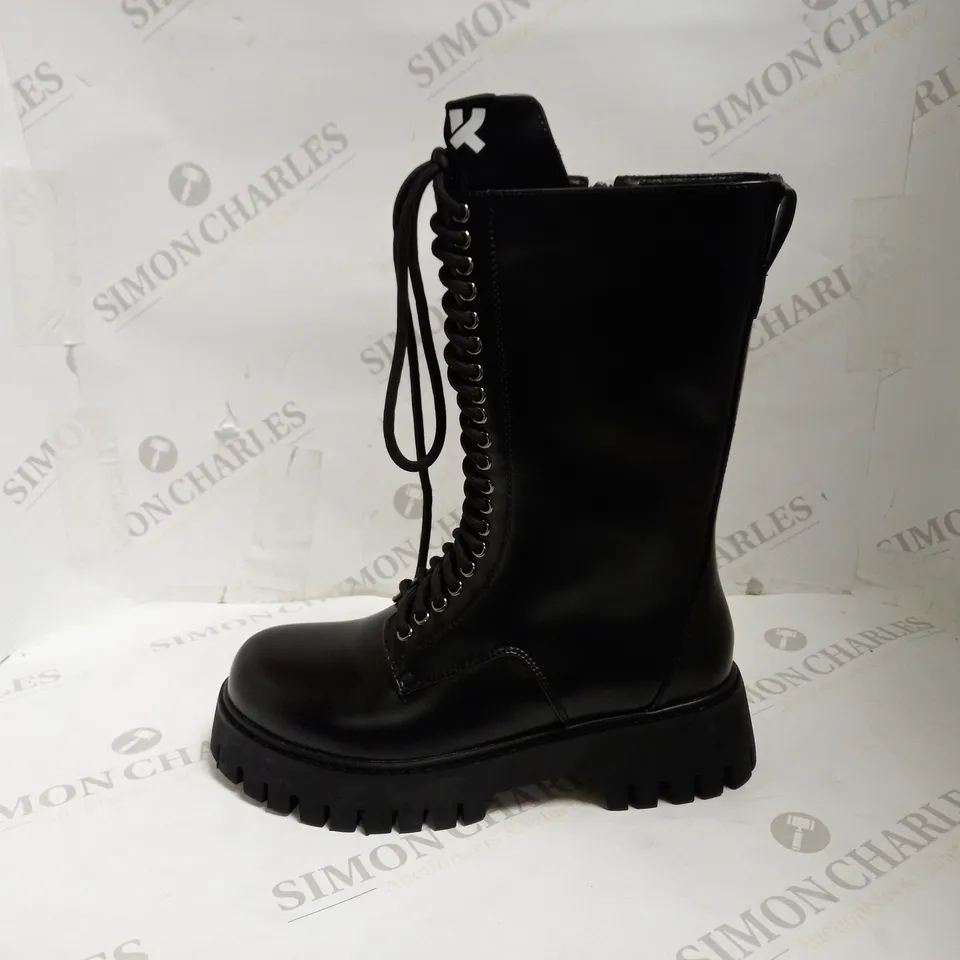 KOI VEGAN LEATHER LEGION COMBAT LONG BOOTS UK SIZE 5