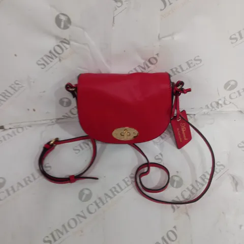 ASHWOOD REAL LEATHER CROSSBODY BAG IN RED WITH FLORAL INTERIOR
