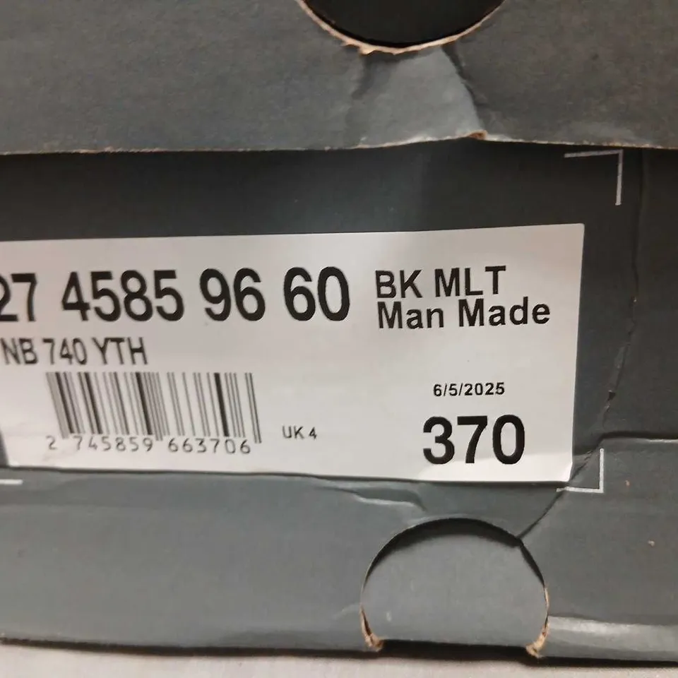 NEW BALANCE NB 740 YOUTH RUNNING SHOES – BLACK/GRAY, UK 4
