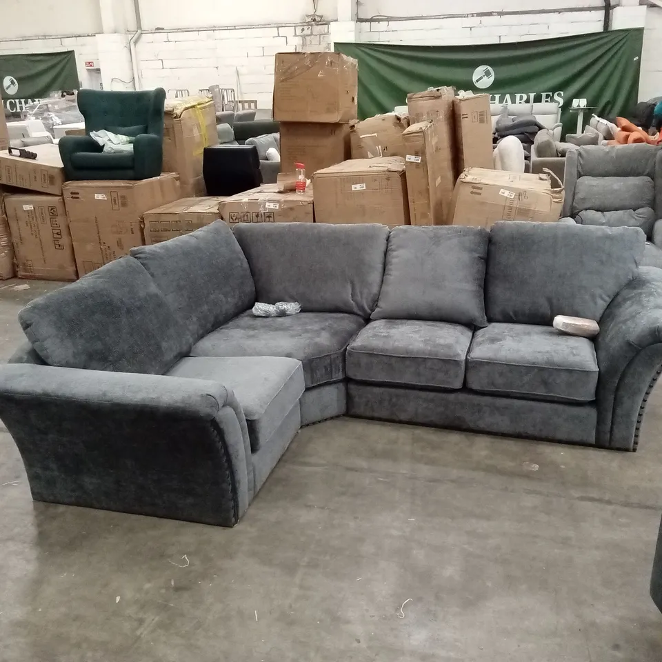 ARIEL LEFT HAND FABRIC CORNER SOFA - GREY RRP £1299