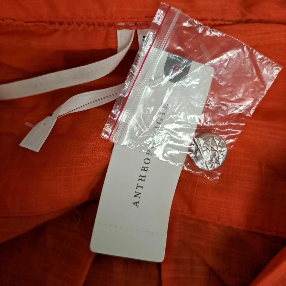 ANTHROPOLOGIE FLORAL BUTTON SHIRT TOPIN ORANGE - MEDIUM
