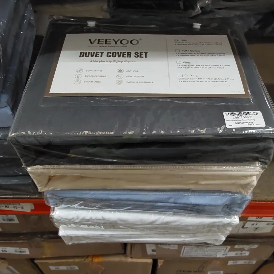 LOT OF 5X BRAND NEW BAGGED VEEYO DUVET COVER SETS - ASSORTED COLOURS, SIZES UNSPECIFIED (5 ITEMS)