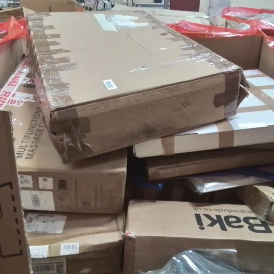 PALLET OF ASSORTED HOUSEHOLD GOODS AND PRODUCTS TO INCLUDE;TOILET SEAT, DARTS LIGHTS, PUZZLE MAT,MULTIFUNCTIONAL MASSAGE CUSHION AND OTHER ASSORTED ITEMS...