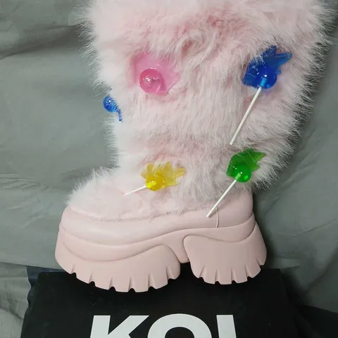 KOI HAIRY LOLLIPOP SNOW BOOTS – CANDY PINK, UK 6