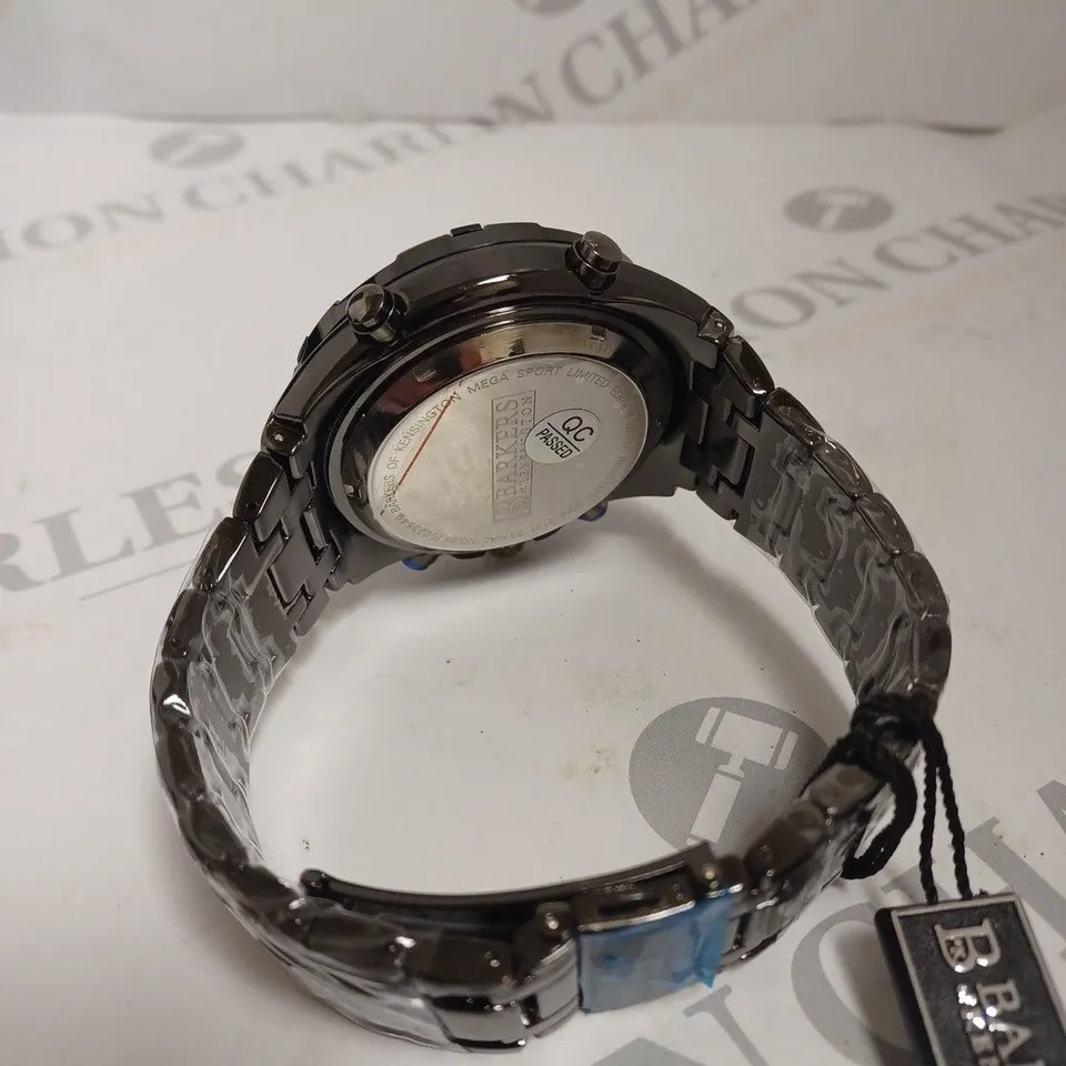 BOXED BARKERS OF KENSINGTON MEGA SPORT BLUE DIAL WATCH 