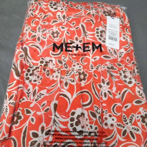 BAGGED ME+EM COTTON GRAPHIC SUMMER FLORAL PRINT FULL LENGTH DRESS ORANGE/LIGHT CREAM SIZE 16