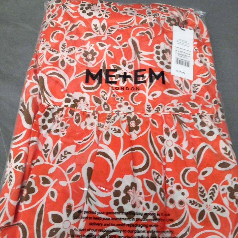 BAGGED ME+EM COTTON GRAPHIC SUMMER FLORAL PRINT FULL LENGTH DRESS ORANGE/LIGHT CREAM SIZE 16