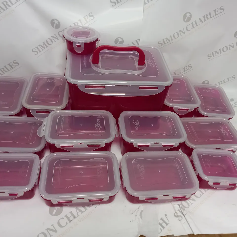 LOCK AND LOCK 15PC FOOD STORAGE BOX SET - BERRY