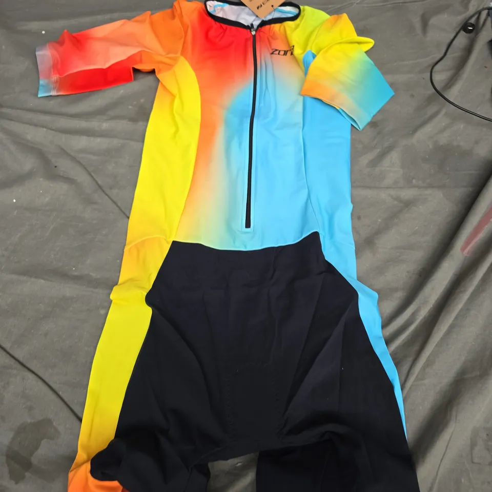 ZONE3 MEN'S ACTIVATE+ SHORT SLEEVE TRISUIT – SIZE S, RAINBOW GRADIENT