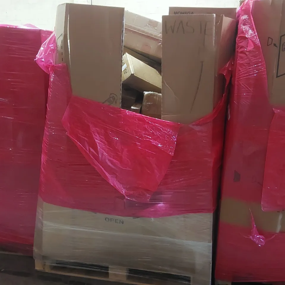 PALLET OF ASSORTED ITEMS INCLUDING: ROBOT VACUUM, ELLIPTICAL PEDAL EXERCISER, FAN LIGHT, PULL-UP BAR ECT