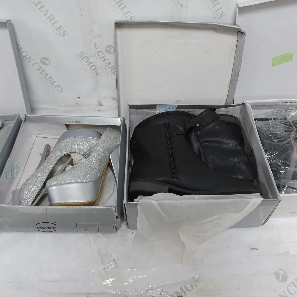 APPROXIMATELY 10 PAIRS OF ASSORTED BOXED SHOES TO INCLUDE BOOTS AND HEELS ETC.
