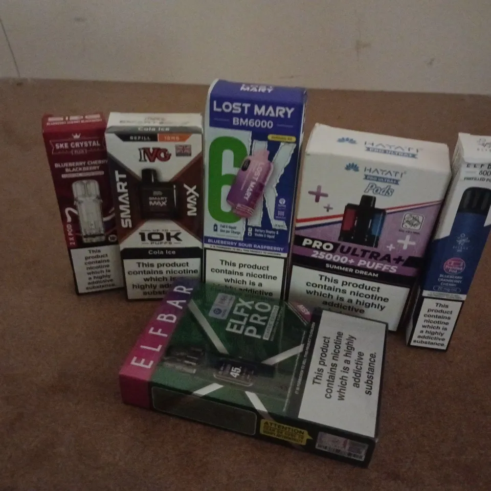 APPROXIMATELY 20 ASSORTED E-CIGARETTE PRODUCTS TO INCLUDE BRANDS SUCH AS IVG, SKE, HAYATI, ETC - COLLECTION ONLY