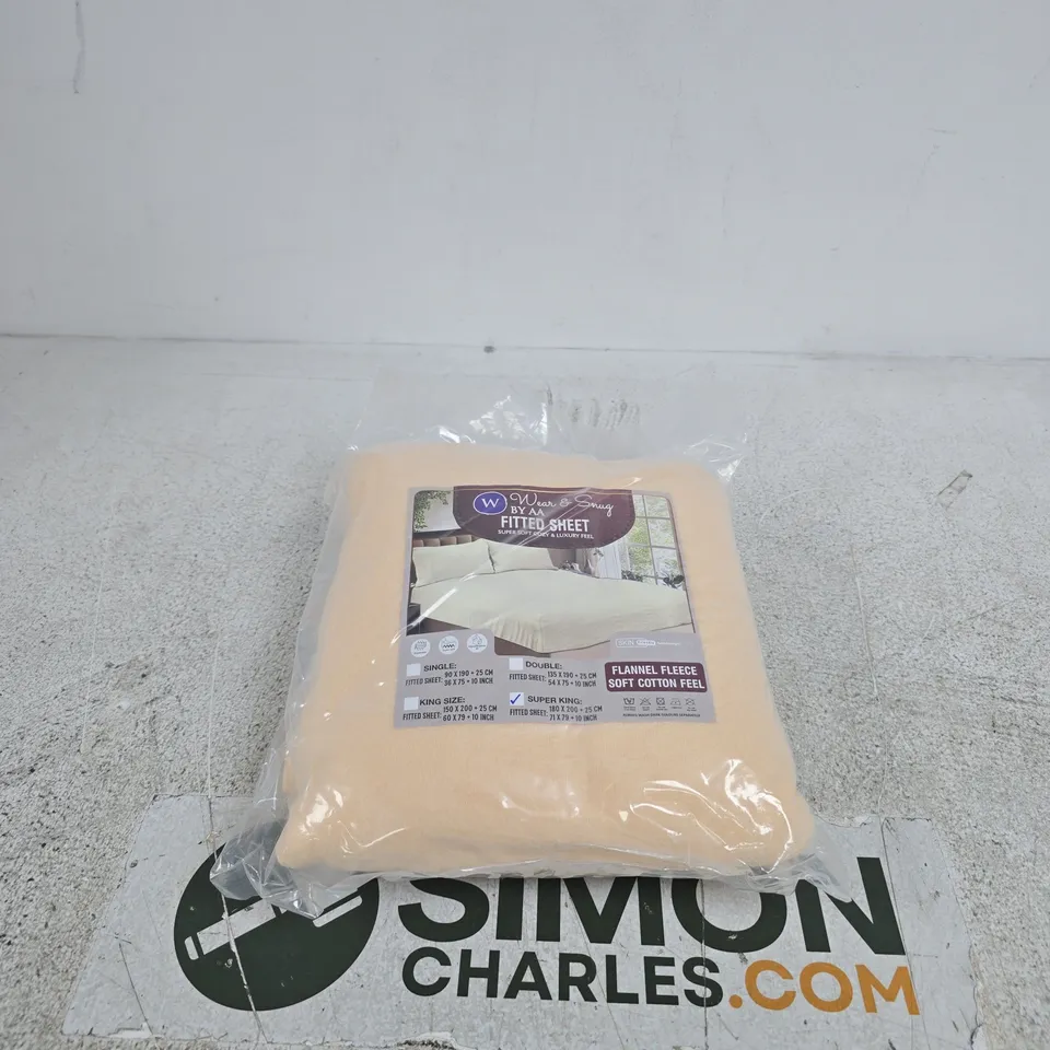 WEAR AND SNUG FITTED SHEET SUPER KING SIZE FLANNEL FLEECE SOFT COTTON FEEL